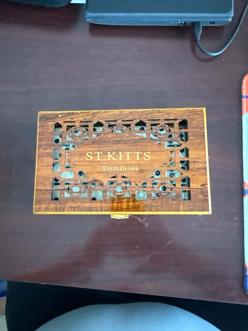 St. Kitts Souvenir Double Six Dominoes Set in Decorative Wooden Box
